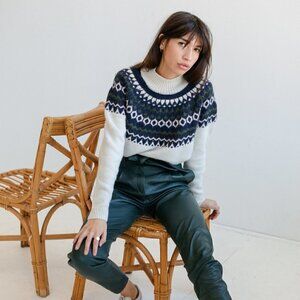 JUST Female Ridari Knit Fair Isle Mock Neck Wool Jumper Sweater Pullover